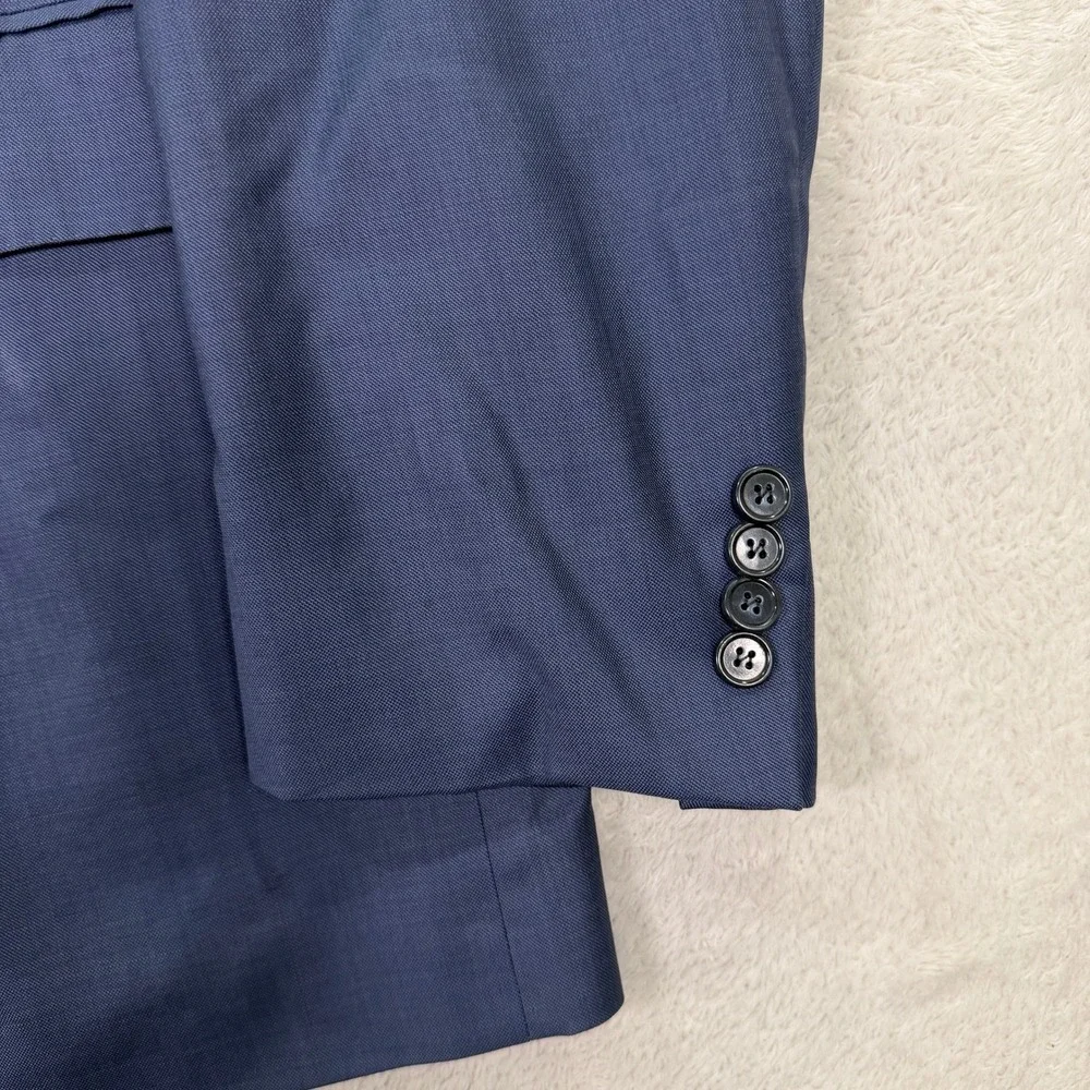 Peter Millar Mens 44L Custom Slim Fit Sport Coat Blue Wool 2-Button Blazer Solid